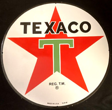 Vintage Art TEXACO STAR 1945 PORCELAIN ENAMEL SIGN Rare Advertising 30
