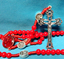 Catholic CONFIRMATION Rosary RED Center Dove Holy Spirit Medal Our Father Beads picture