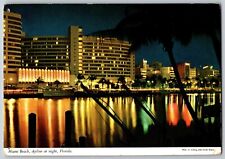 Miami Beach, Florida FL - Skyline at Night - Vintage Postcard 4x6 - Posted 1969 picture