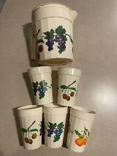 Vintage PackerWare Fruit Pitcher 5 Cups Grapes Cherries Orange Pears Summer Fun picture