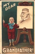 1910 GRANDFATHER portrait easel little boy  GERMANY series E G G 204 postcard picture