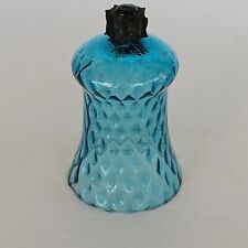 Light Blue Glass Votive Cup Thumbprint Hurricane Globe Candle Vintage 5