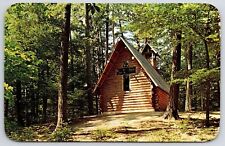 Postcard Beautiful Log Wooden Chapel House Virgin Forest Grayling Michigan MI picture