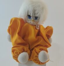 Vintage Q-Tee Clown Doll Hand Painted Hand Made White Hair Orange Outfit  picture