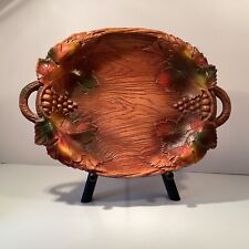 Vintage resin Wood Grape leaf tray 1958 Home decor Multi Pro Inc USA 13X9 picture