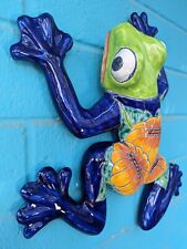 Talavera Funky Frog Wall Hanging Mexico Unique Artisan Hand painted Large 14