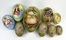 Vintage German Paper Mache Easter Eggs Beautiful Lot of 9 picture