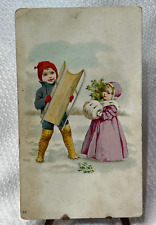 Antiq Victorian Trade Card H.C. Heckerman P-Nut Man Snow Scene Ft. Bedford PA picture