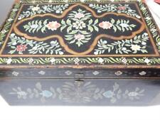 LARGE VINTAGE ANTIQUE MEXICAN HAND MADE WOOD BOX - ORNATEDLY PAINTED picture