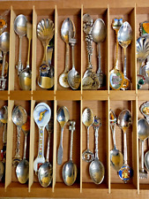 Vintage Spoon Collection In Wooden Case 56 Spoons in Total Case 48 x 36cm Approx picture