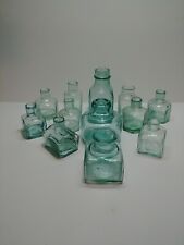 Antique 12 Piece Inkwell / Ink Bottle Lot. Burst Top. picture