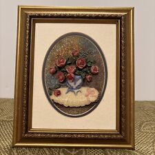 Vintage 3D Resin Rose Framed Wall Table Art Hand Painted A. Richesco Corp. picture