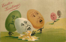 Easter Postcard Giant Anthropomorphic Egg Head Breaks, Others Run to Help picture