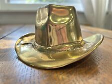 VINTAGE Solid Brass Western Hat 5” Wide Medium Size picture