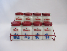 Vintage Dove Brand Milk Glass Spice Jars by Frank Tea & Spice Co.  Circa 1950's picture