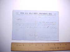 1855 ROSE HILL DAIRY IN CINCINNATI RECEIPT FOR 60 QUARTS MILK TWO TINY COWS VG+ picture