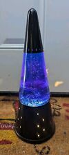 Vintage Lava Lamp Lite Blue Motion Glitter Starlight Base Black Wizard Stars 15
