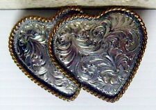 Dual Western 2 dual hearts Silver Plated Silversmith Collection belt buckle picture