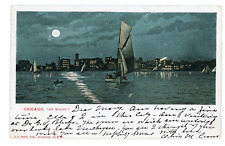 Chicago at Night Lake Michigan c1903 Antique Postcard picture