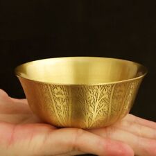 1pc 2.95in Engraving Brass Drinking Bowl Auspicious 20ml Tribute Holy Water Cup picture