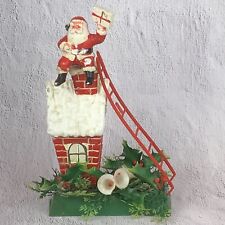 Vintage 1960’s Santa On Chimney 11” Plastic Mold Christmas Decoration picture