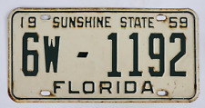 Vintage 1959 Florida License Plate Tag # 6W-1192 picture