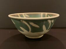 Vintage Larry Spears pottery Nashville Indiana Modern Bowl ivory Green speckled picture