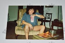 candid of brunette woman drinking soda VINTAGE PHOTOGRAPH  Gr picture