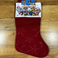 Nickelodeon Paw Patrol Christmas Stocking Red Snowflake Imprint 16”x9” NEW picture
