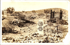 Real Photo RPPC Frashers Postcard Boot Hill Cemetery Graveyard Tombstone AZ 1940 picture