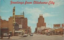 Postcard Greetings from Oklahoma City OK Vintage Cars  picture