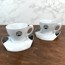 Bialetti Mukka Cow Set of 2 Ceramic Cup & Saucer Set Cappuccino Latte Coffee Mug picture