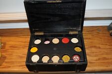 Vintage Heavy POKER CHIP SET Hand Crafted Wood Box & Caddy Assorted Chips....... picture