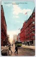 Postcard Superior Street Looking East From Fifth Ave. West Duluth MN Posted 1915 picture