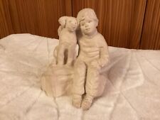 Austin Prod Dee Crowley Bright Eyes Sculpture Boy with Dog Vintage 1987 picture
