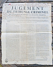 Judgement of / The Criminal Court (High-Marne) Discrédité Les Assignats Year II picture