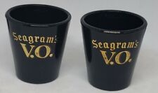2 Seagram’s V.O. Whiskey Black Shot Glasses Black Gold Lettering Liquor EUC picture