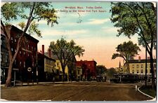 Trolley Center, Elm Street from Park Square Westfield MA c1910 Postcard Z01 picture
