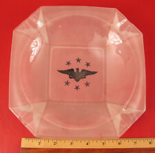 VINTAGE PATRIOTIC LARGE AMERICAN EAGLE FROSTED GLASS CIGAR ASHTRAY LARGE NICE  picture