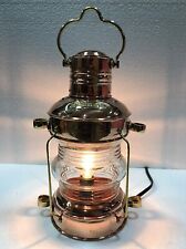 antique copper brass Electric Lantern  14 Ship Lamp Boat  Maritime Collectible picture