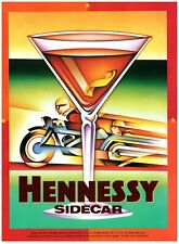 1998 Hennessy Sidecar Print Ad, MCM Art Style Cognac Cocktail Fast Motorcycle picture