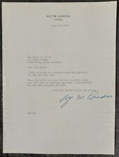 1953 Alfred Landon Kansas Governor Presidential Candidate Autograph Letter picture