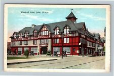Joliet IL-Illinois, Woodruff Hotel, Period Cars, Antique Vintage Postcard picture