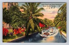 Miami Beach FL-Florida, Dade Canal, Dade Boulevard Water Skiing Vintage Postcard picture
