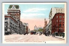 Albany NY-New York, State Street Looking West to Capitol, Vintage Postcard picture