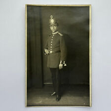 WWI Young Male German Soldier RPPC Postcard Felt Shako Helmet Grane Star Plate V picture