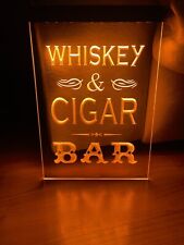WHISKEY AND CIGAR BAR LED NEON ORANGE LIGHT SIGN 8x12 picture