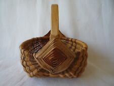 ANTIQUE HANDMADE SMALL GODS EYE EGG BASKET TIGHT WEAVE TWO TONE picture