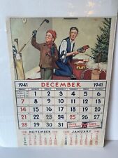 1941 December Calendar Page Christmas Golf Charles Towne Illustration  picture