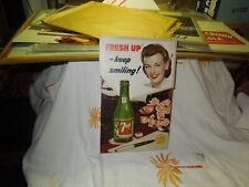 1945 7Up Soda Vintage Advertising Sign Cardboard Easel-Back WWII RARE UNUSED picture